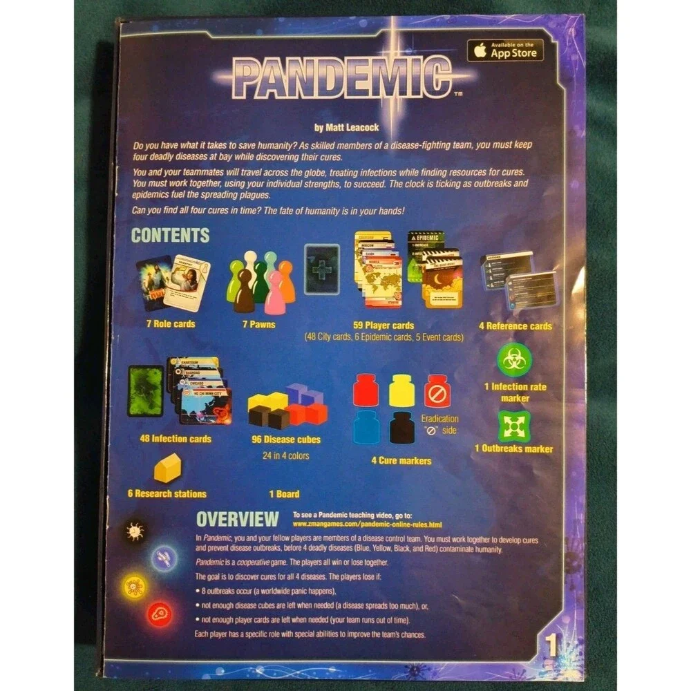 2012 Pandemic Board Game By Z-Man Games 100% Complete
